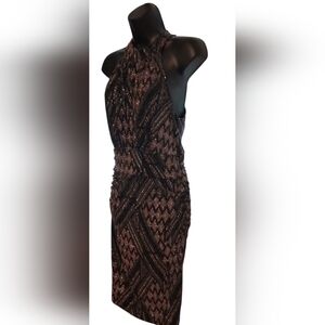 Elegant Black and Brown Patterned Dress